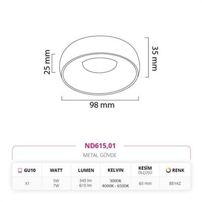 Moda Aydınlatma Sıva Altı LED Spot Beyaz MD-D 2146-01