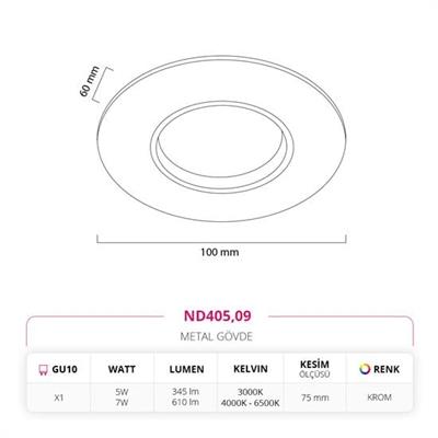 Moda Aydınlatma Sıva Altı LED Spot Krom MD-D 2123-09