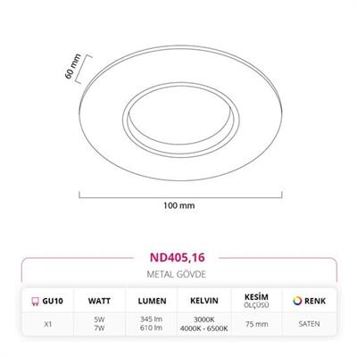 Moda Aydınlatma Sıva Altı LED Spot Saten MD-D 2124-16