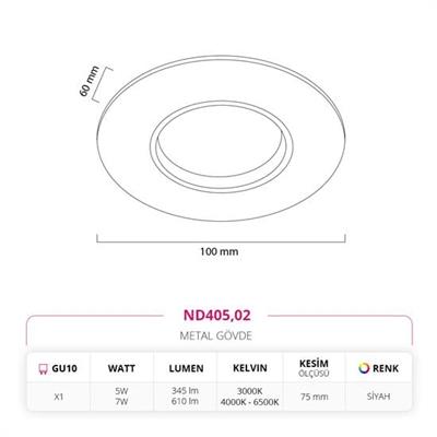 Moda Aydınlatma Sıva Altı LED Spot Siyah MD-D 2122-02