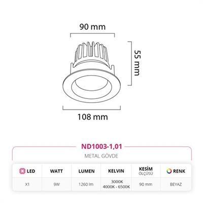 Moda Aydınlatma Sıva Altı Led Spot Beyaz MD-D 2201-01