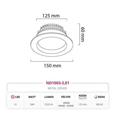 Moda Aydınlatma Sıva Altı Led Spot Beyaz MD-D 2203-01