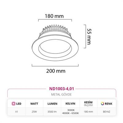 Moda Aydınlatma Sıva Altı Led Spot Beyaz MD-D 2204-01