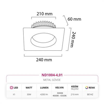 Moda Aydınlatma Sıva Altı Led Spot Beyaz MD-D 2210-01