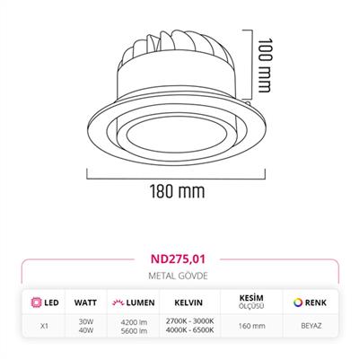 Moda Aydınlatma Sıva Altı Led Spot Beyaz MD-D 2019-01