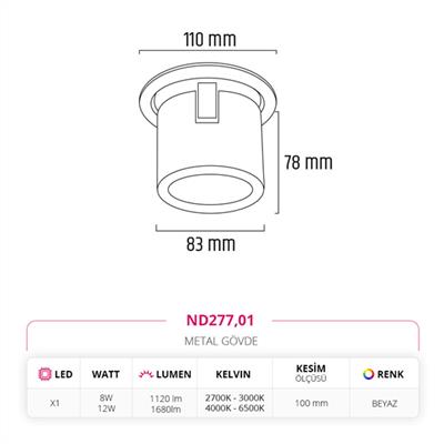 Moda Aydınlatma Sıva Altı Led Spot Beyaz MD-D 2027-01