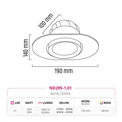 Moda Aydınlatma Sıva Altı Led Spot Beyaz MD-D 2032-01