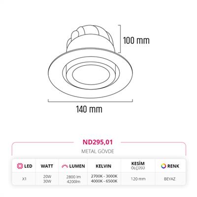 Moda Aydınlatma Sıva Altı Led Spot Beyaz MD-D 2029-01