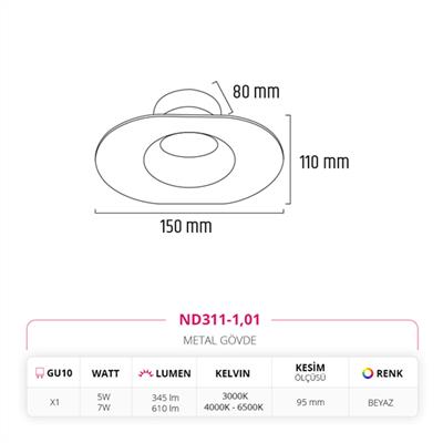 Moda Aydınlatma Sıva Altı Led Spot Beyaz MD-D 2055-01