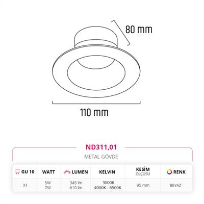 Moda Aydınlatma Sıva Altı Led Spot Beyaz MD-D 2053-01
