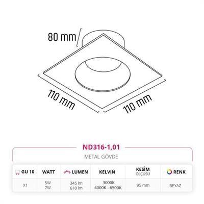 Moda Aydınlatma Sıva Altı Led Spot Beyaz MD-D 2061-01