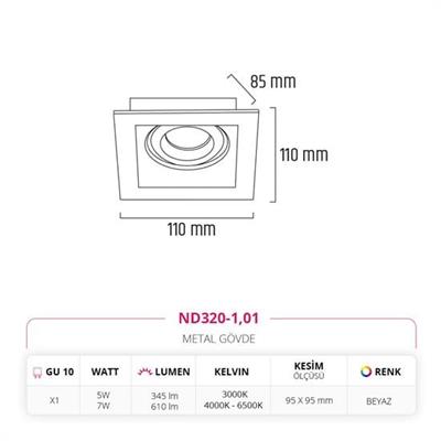 Moda Aydınlatma Sıva Altı Led Spot Beyaz MD-D 2071-01