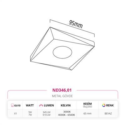 Moda Aydınlatma Sıva Altı Led Spot Beyaz MD-D 2105-01