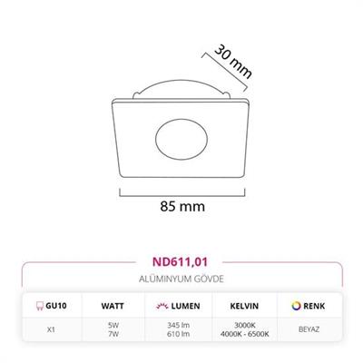 Moda Aydınlatma Sıva Altı Led Spot Beyaz MD-D 2140-01