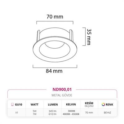 Moda Aydınlatma Sıva Altı Led Spot Beyaz MD-D 2147-01