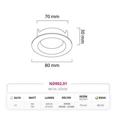 Moda Aydınlatma Sıva Altı Led Spot Beyaz MD-D 2149-01
