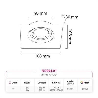 Moda Aydınlatma Sıva Altı Led Spot Beyaz MD-D 2151-01