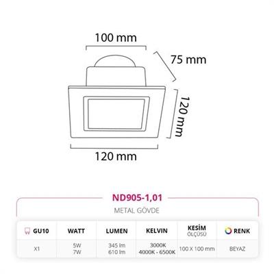 Moda Aydınlatma Sıva Altı Led Spot Beyaz MD-D 2154-01