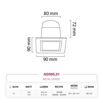 Moda Aydınlatma Sıva Altı Led Spot Beyaz MD-D 2153-01