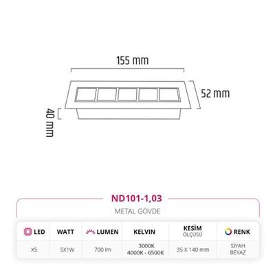 Moda Aydınlatma Sıva Altı Led Spot Beyaz Siyah MD-D 2004-03