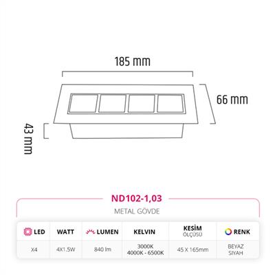 Moda Aydınlatma Sıva Altı Led Spot Beyaz Siyah MD-D 2009-03