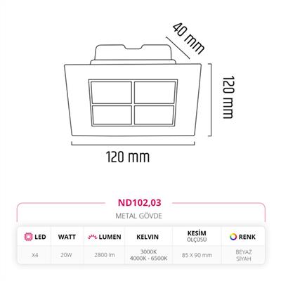 Moda Aydınlatma Sıva Altı Led Spot Beyaz Siyah MD-D 2007-01