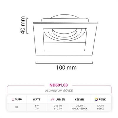 Moda Aydınlatma Sıva Altı Led Spot Beyaz Siyah MD-D 2129-03