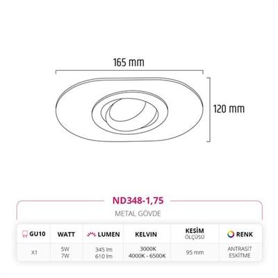 Moda Aydınlatma Sıva Altı Led Spot Eskitme Antrasit MD-D 2051-75