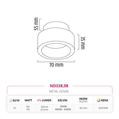 Moda Aydınlatma Sıva Altı Led Spot Eskitme MD-D 2100-08