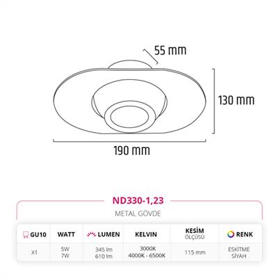 Moda Aydınlatma Sıva Altı Led Spot Eskitme Siyah MD-D 2080-23