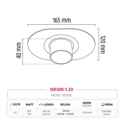 Moda Aydınlatma Sıva Altı Led Spot Eskitme Siyah MD-D 2103-23