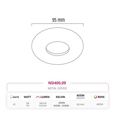 Moda Aydınlatma Sıva Altı Led Spot Krom MD-D 2116-09