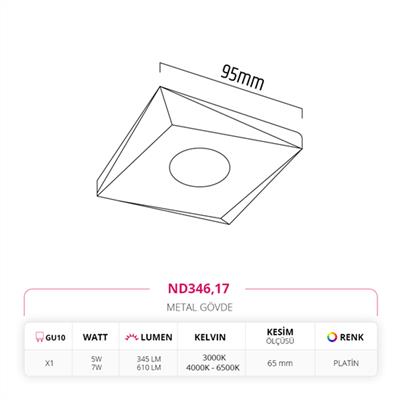 Moda Aydınlatma Sıva Altı Led Spot Platin MD-D 2111-17
