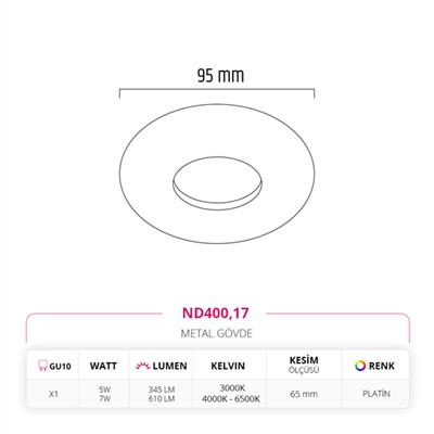 Moda Aydınlatma Sıva Altı Led Spot Platin MD-D 2117-17