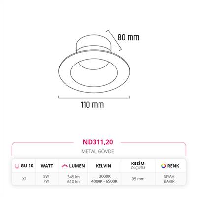 Moda Aydınlatma Sıva Altı Led Spot Siyah Bakır MD-D 2059-20