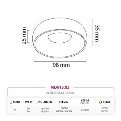 Moda Aydınlatma Sıva Altı Led Spot Siyah Beyaz MD-D 2143-03