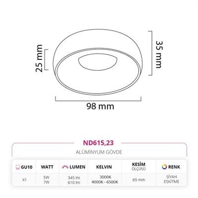 Moda Aydınlatma Sıva Altı Led Spot Siyah Eskitme MD-D 2145-23