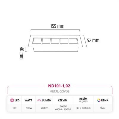 Moda Aydınlatma Sıva Altı Led Spot Siyah MD-D 2003-02