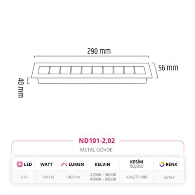 Moda Aydınlatma Sıva Altı Led Spot Siyah MD-D 2005-02