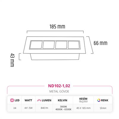 Moda Aydınlatma Sıva Altı Led Spot Siyah MD-D 2008-02