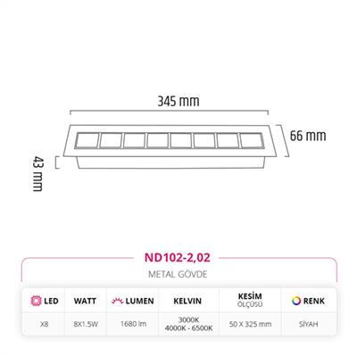 Moda Aydınlatma Sıva Altı Led Spot Siyah MD-D 2010-02