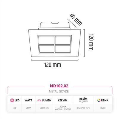 Moda Aydınlatma Sıva Altı Led Spot Siyah MD-D 2006-02