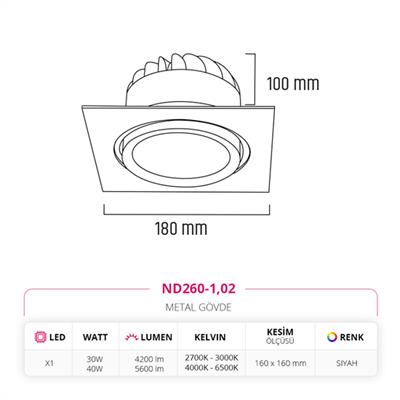 Moda Aydınlatma Sıva Altı Led Spot Siyah MD-D 2015-02