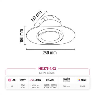 Moda Aydınlatma Sıva Altı Led Spot Siyah MD-D 2023-02