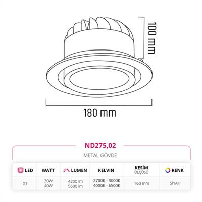Moda Aydınlatma Sıva Altı Led Spot Siyah MD-D 2020-02