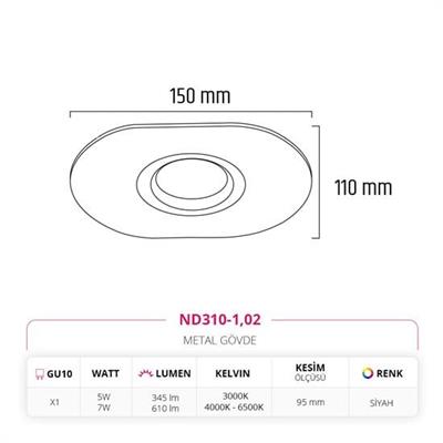 Moda Aydınlatma Sıva Altı Led Spot Siyah MD-D 2045-02
