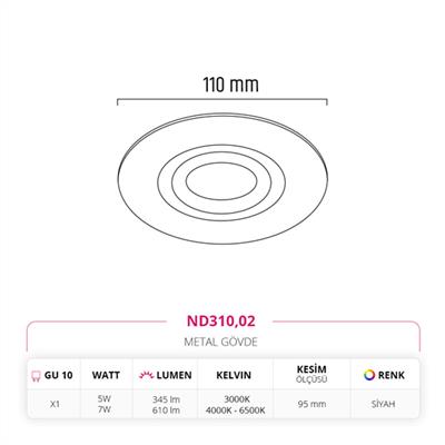 Moda Aydınlatma Sıva Altı Led Spot Siyah MD-D 2043-02