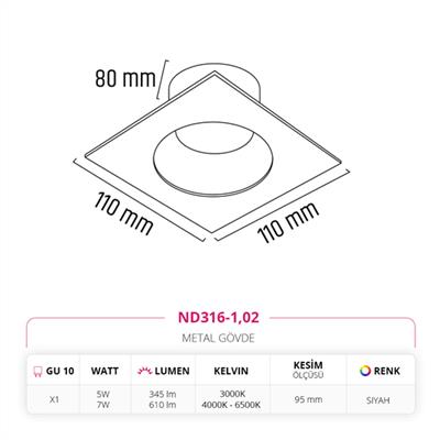 Moda Aydınlatma Sıva Altı Led Spot Siyah MD-D 2062-02