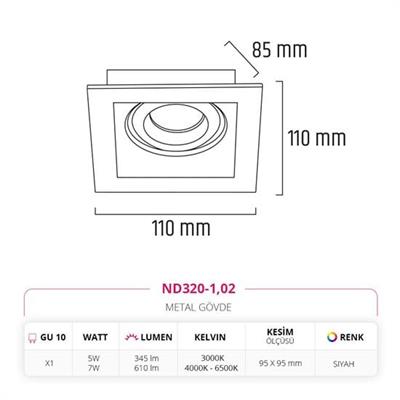 Moda Aydınlatma Sıva Altı Led Spot Siyah MD-D 2072-02