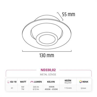 Moda Aydınlatma Sıva Altı Led Spot Siyah MD-D 2076-02